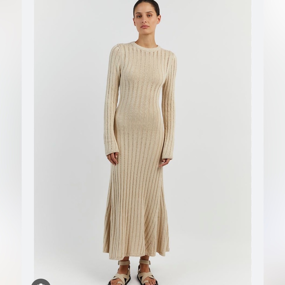 NWT DISSH STEVIE NATURAL LONG SLEEVE MAXI DRESS